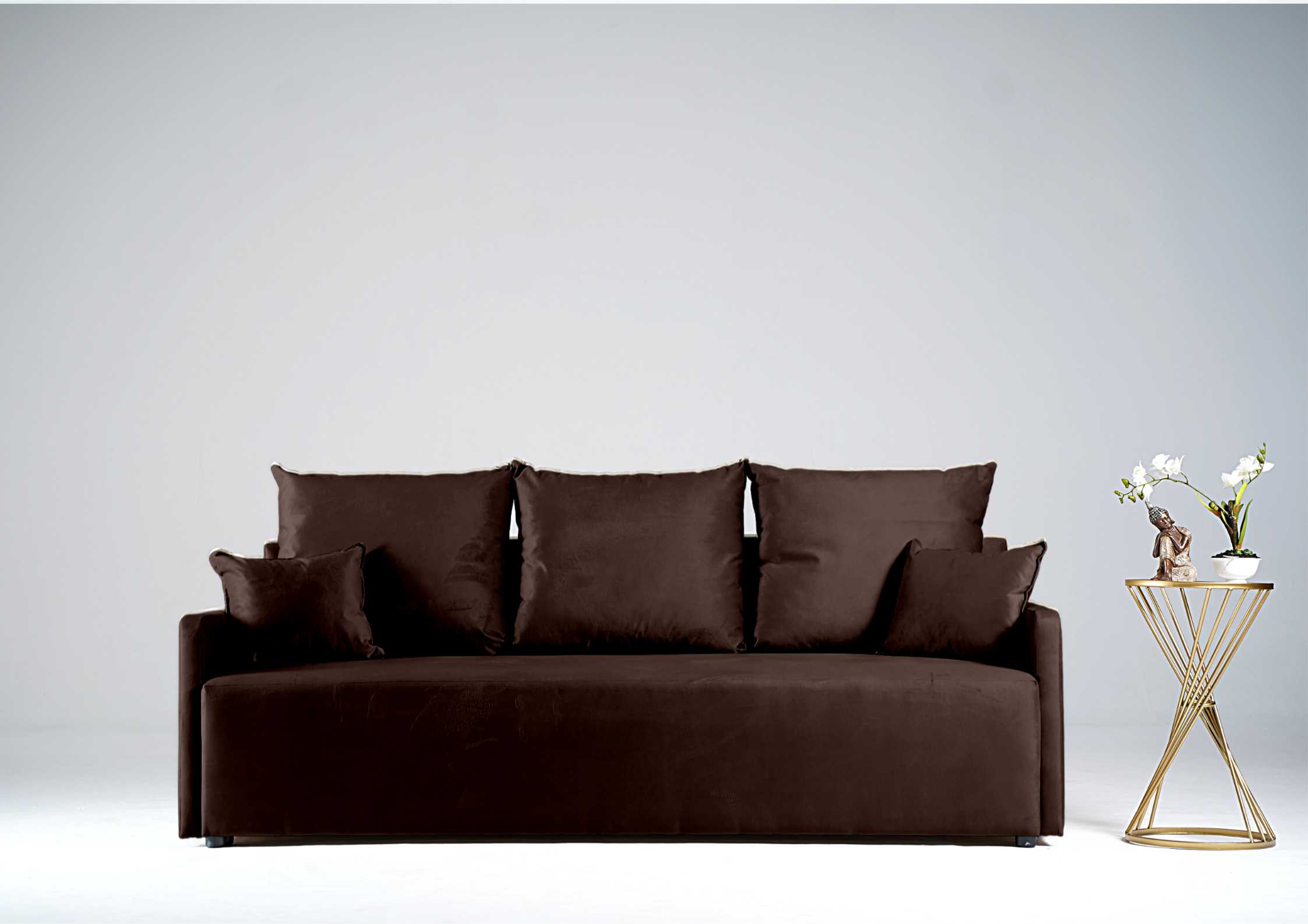 Brązowa mała kanapa rozkładana